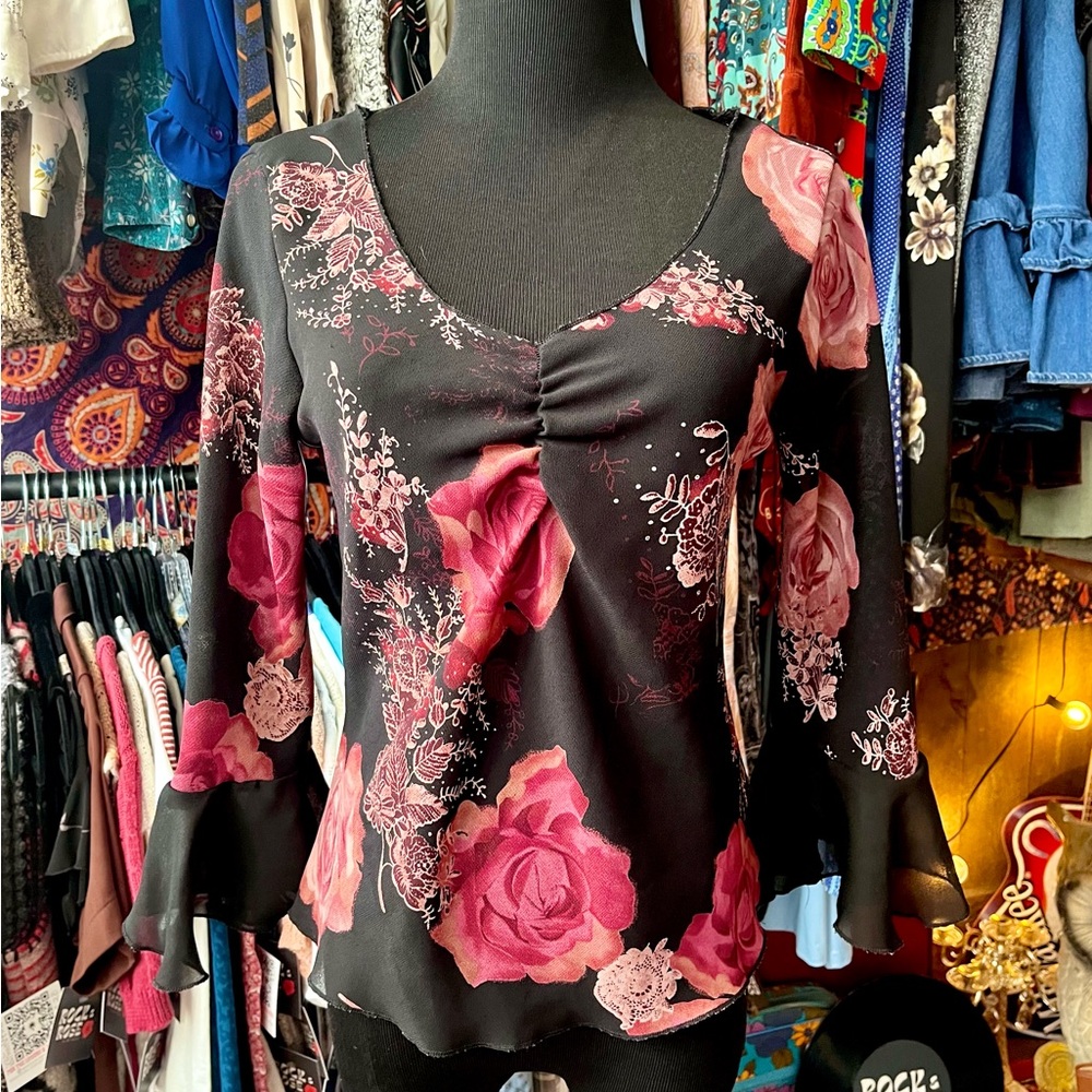 Vintage 90s Rose Blouse